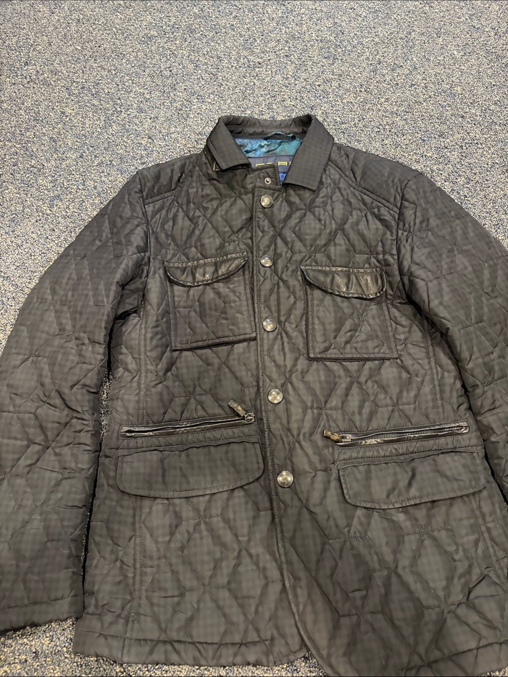 Etro Black Quilted Field Jacket with Multi-Pocket Front